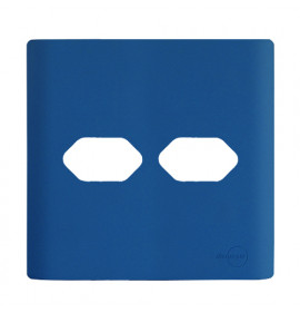 Placa 4x4 2 Tomadas Horizontais - Novara Azul Fosco